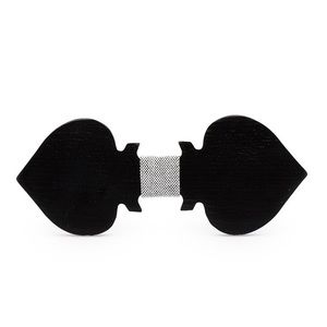 Hand Crafted Black Spade Wood Butterfly Bow Tie